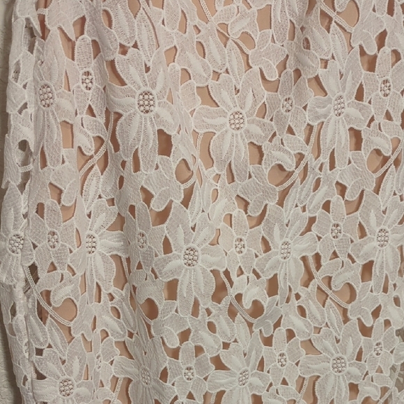Lulus Key to my Heart white lace nude strapless bodycon midi dress - Picture 6 of 11